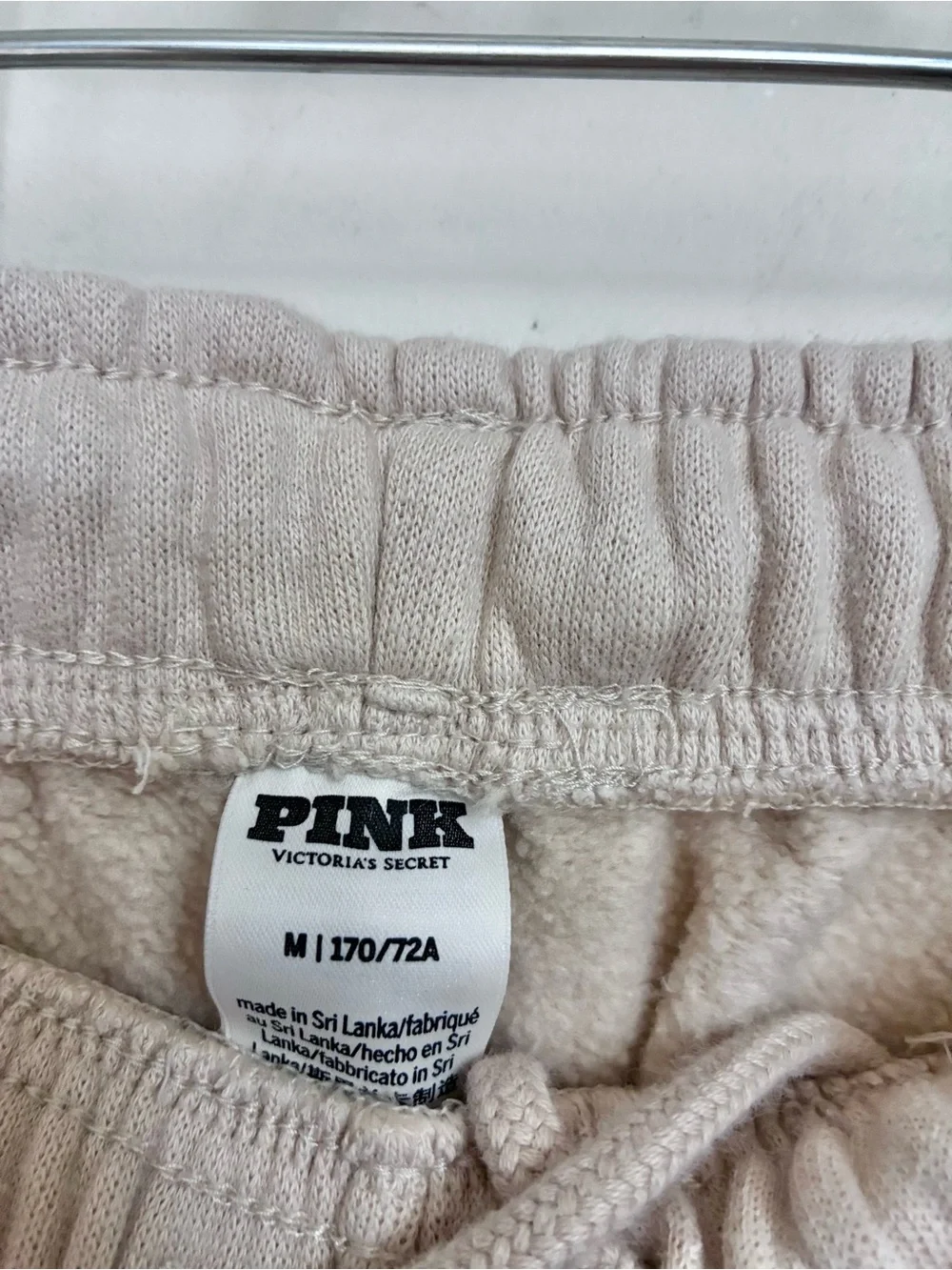 Victoria’s Secret PINK Beige White Cropped Hoodie Jogger Sweat Set M XXL
